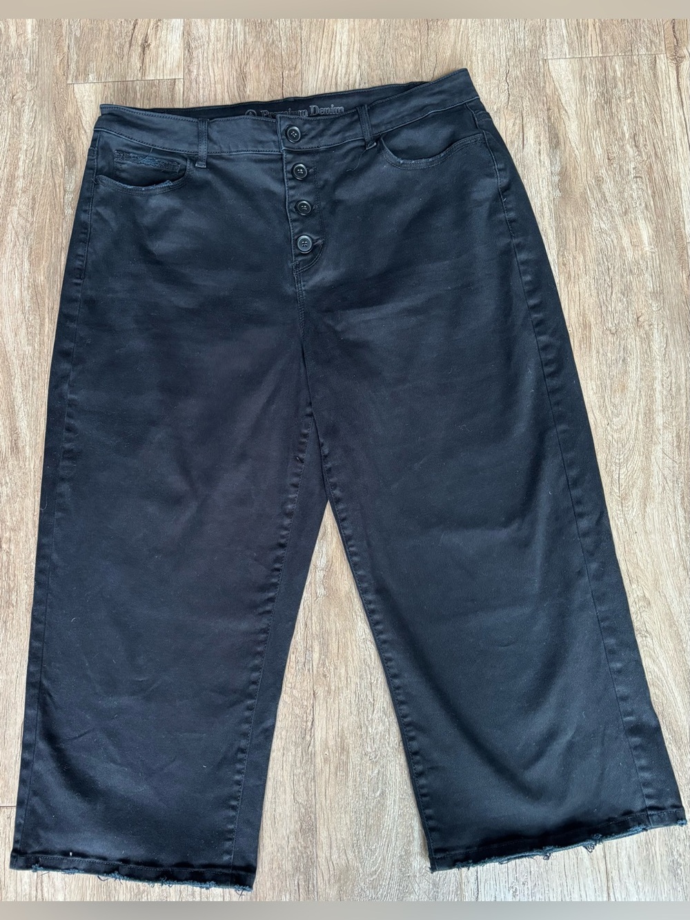 Addition Elle Women’s Black Wide Leg Cropped Jeans  SZ 18